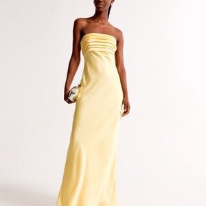 Abercrombie & Fitch Yellow Pleated Strapless Gown